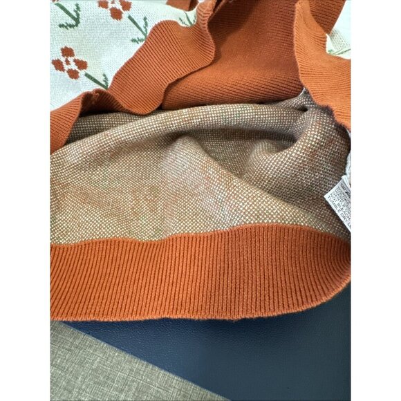 DAZY Women's S Crew LS Double Breasted Button Cardi Sweater Rust Floral EUC - Picture 9 of 12